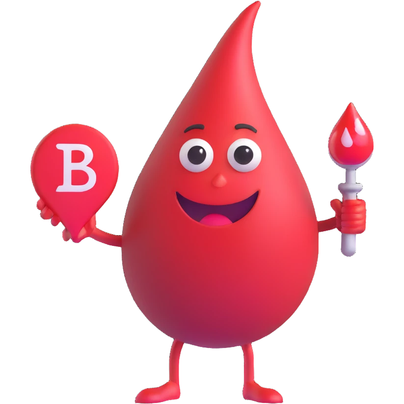 blood drop character holding a BRB sign emoji