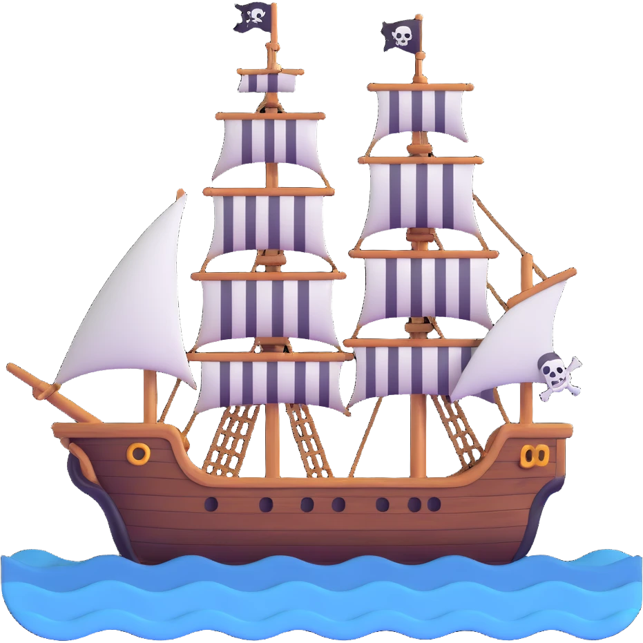 pirate ship sailing on waves emoji
