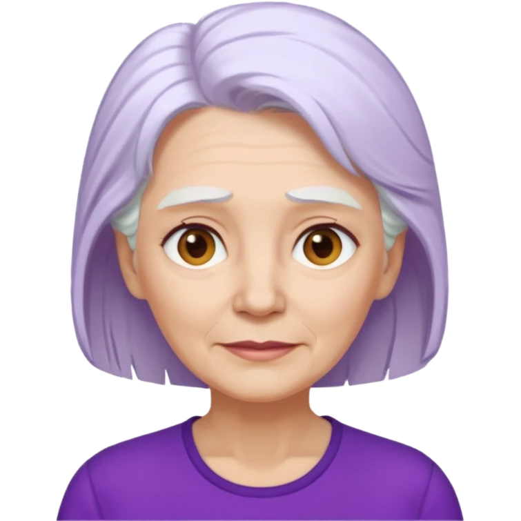 older woman with white hair and purple shirt emoji