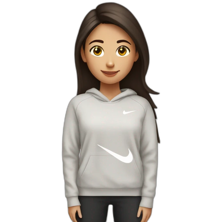 Une fille brune avec un pull nike emoji