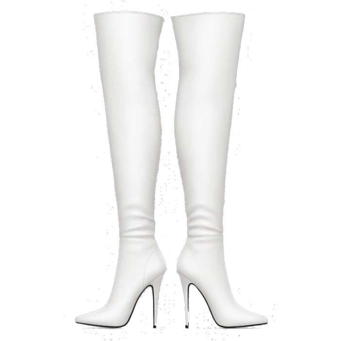 white smooth overknee boots with thin heels emoji