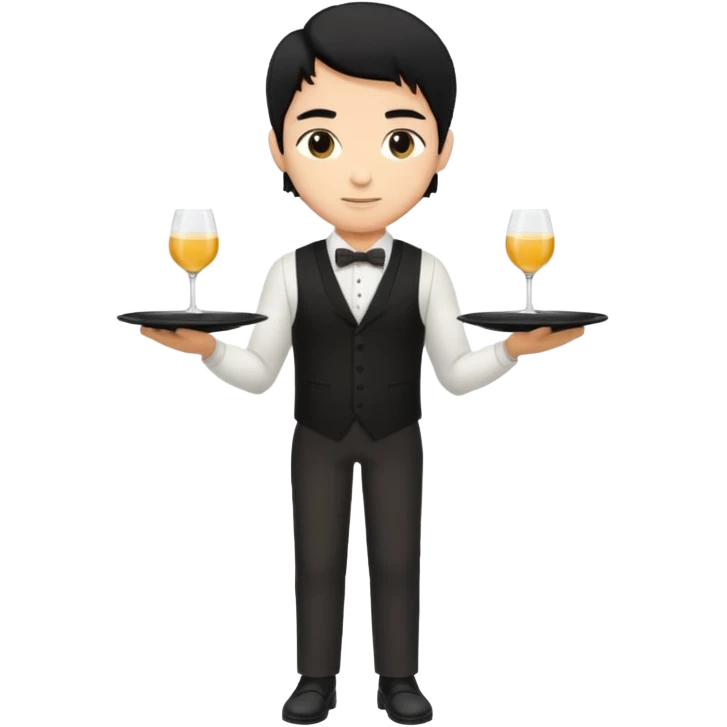 ligth black hair waiter full body emoji