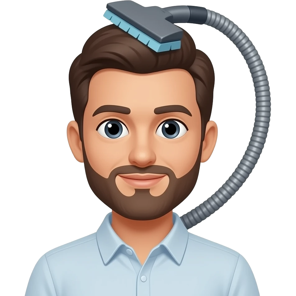Me vacuuming my head is to big emoji