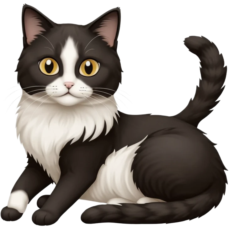 2 chats noirs et blancs qui se ressemblent l'une poil court l'autre poil ragdoll emoji