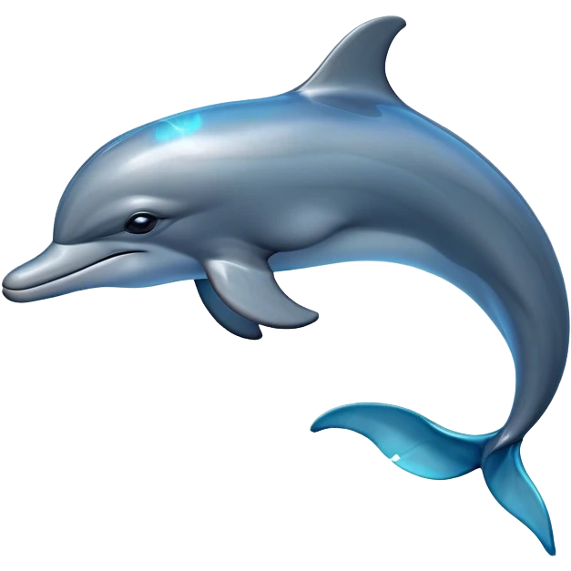 Cinematic Noble Bottlenose Dolphin Portrait Emoji, Poised and regal, with a sleek, streamlined body of shiny, glossy blue-gray skin, expressive, intelligent eyes, and a gracefully arched dorsal fin, Simplified yet sharp and sophisticated features, highly detailed, glowing with a radiant, sparkling aquatic glow, high shine, intelligent and majestic, stylized with an air of oceanic refinement, focused and elegant, soft glowing outline, capturing the essence of a watchful and confident dolphin that appears ready to leap out of the screen with effortless power! emoji