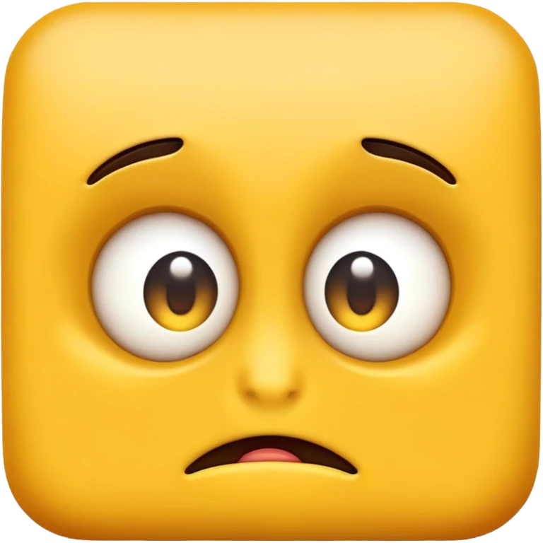 ugly yellow emoji, smooth, brillant skin, watching with big cuninng eyes emoji