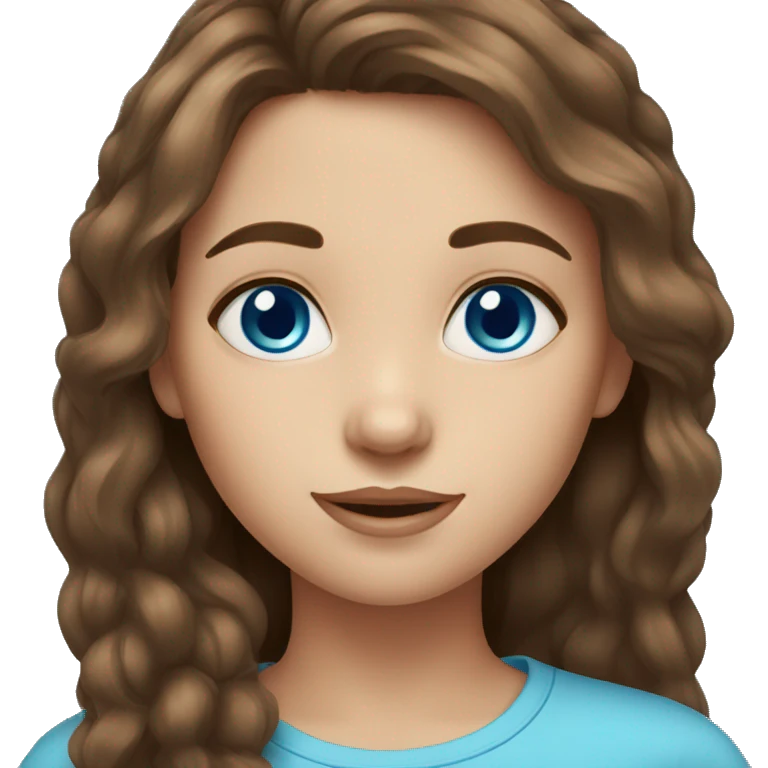 Brown hair girl with blue eyes emoji