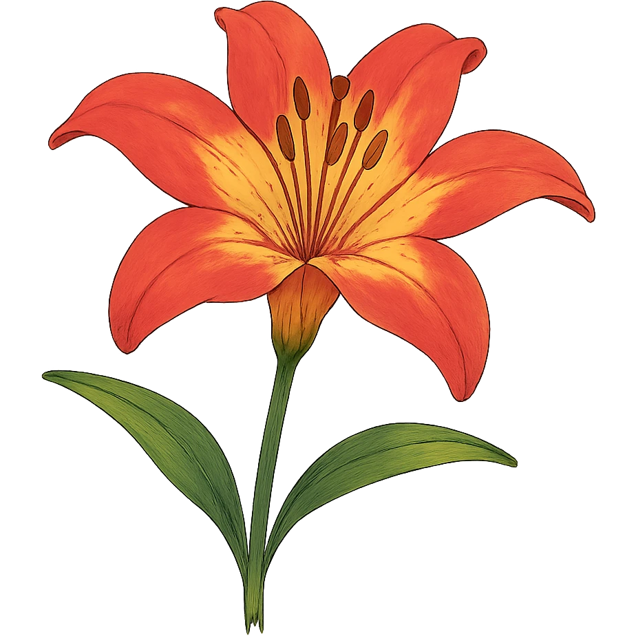 red and yellow lily flower emoji