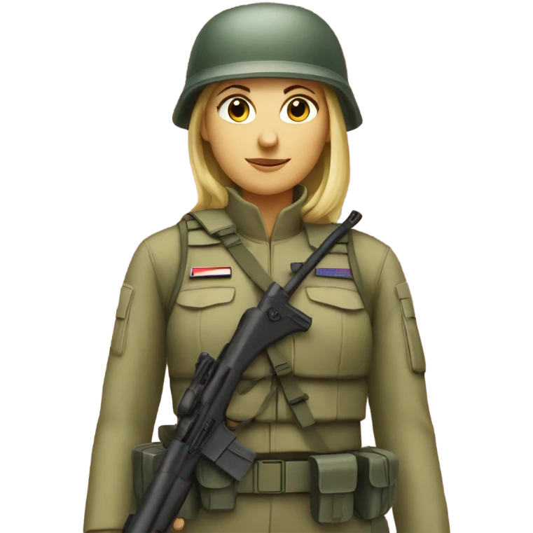 White female soldier with rifle emoji
