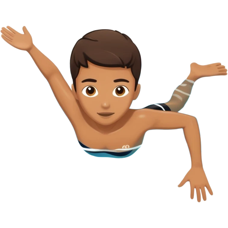 inexperienced but determined person diving into a pool of divers, with a pool named confidence... glowing body  emoji