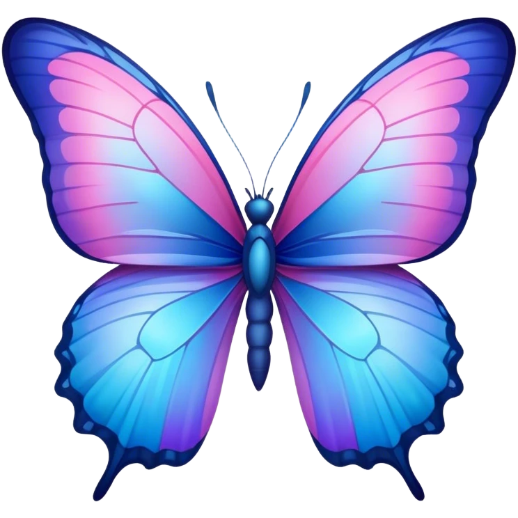 Gradient iridescent cyan Pink indigo violet blue butterfly emoji