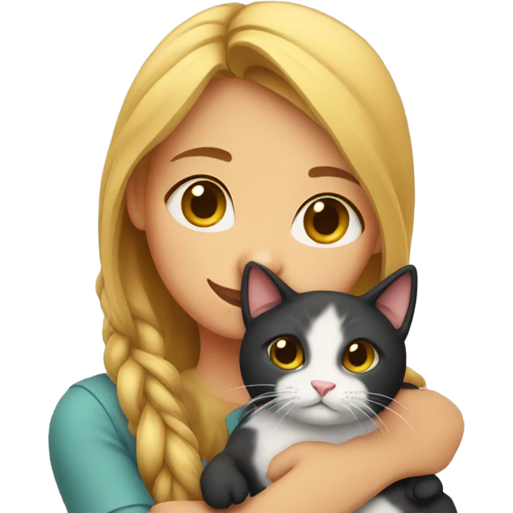 girl hugging cat emoji