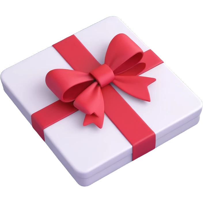 A gift card with a red bow, vibrant and colorful emoji
