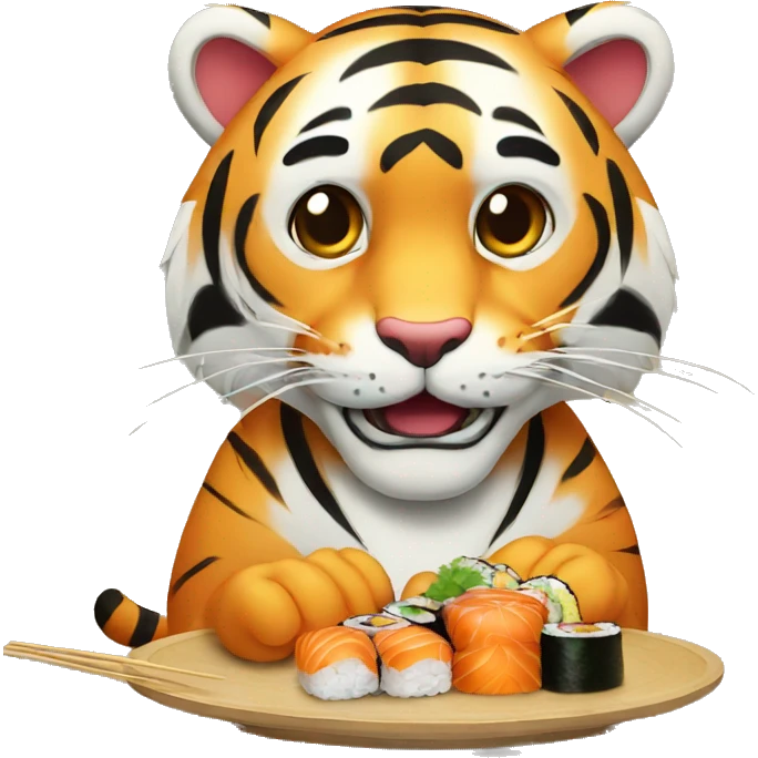 Tiger eating sushi emoji