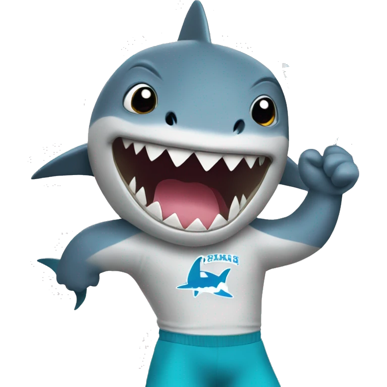 shark holding cheerleading poms emoji