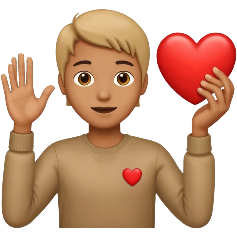 Person holding up a heart emoji