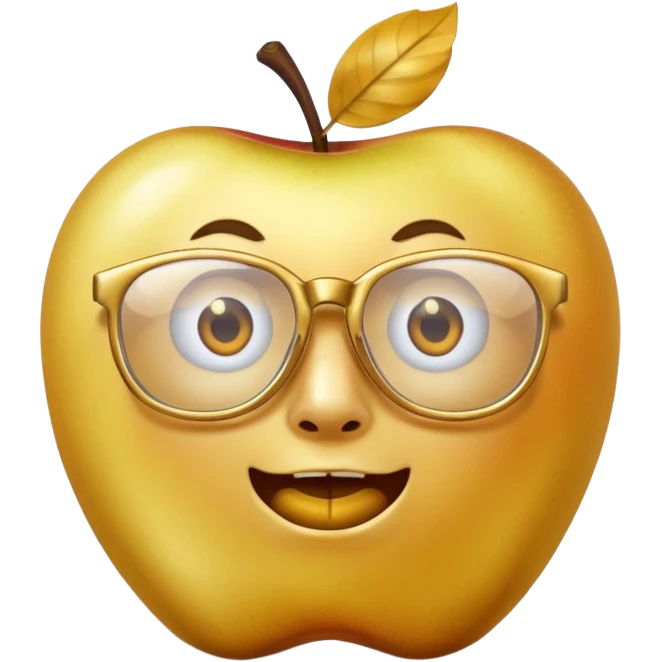 scary golden apple with glasses emoji
