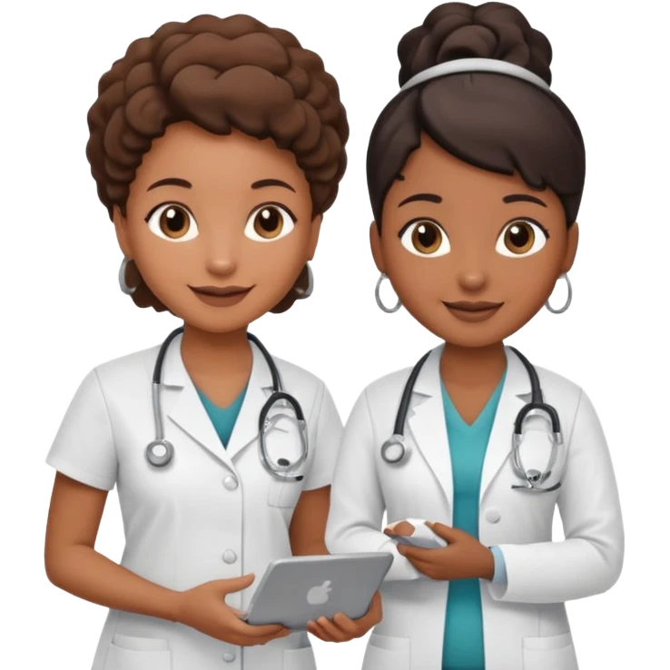 black female doctor and white ultrasound technician performing a fetal ultrasound emoji