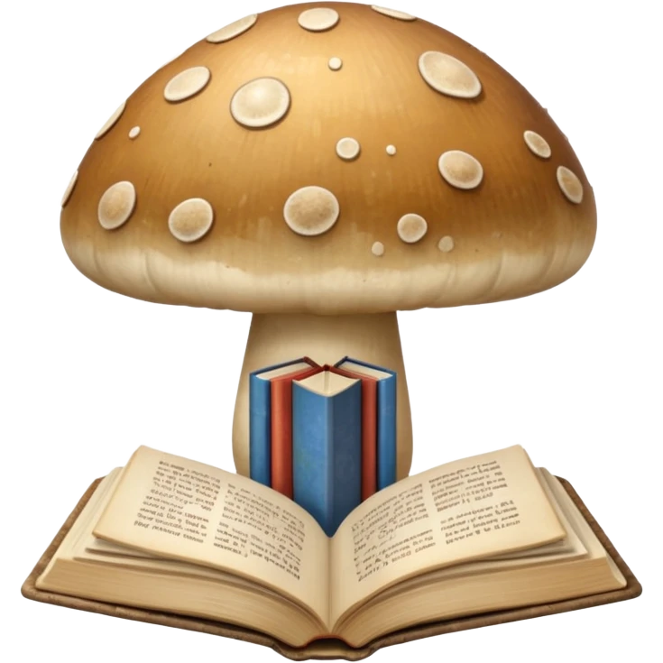 Cozy aesthetic beige mushroom and book emoji