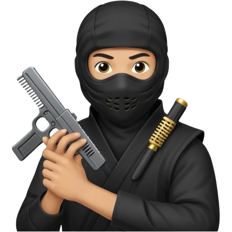 Créame este emoji 🥷🏾 con una glook y peine estendido en la mano  emoji