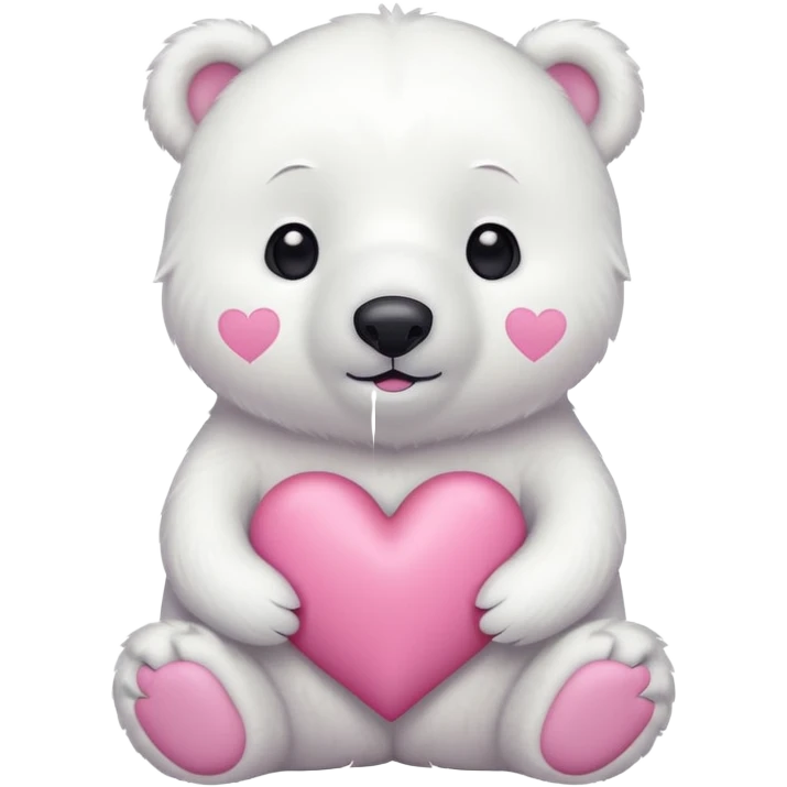  Oso Polar blanco corazón rosa kawaii cute emoji