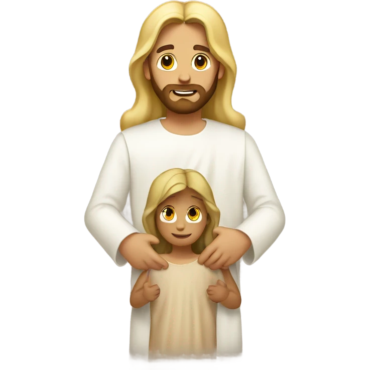 jesus holding girl with blonde hair emoji