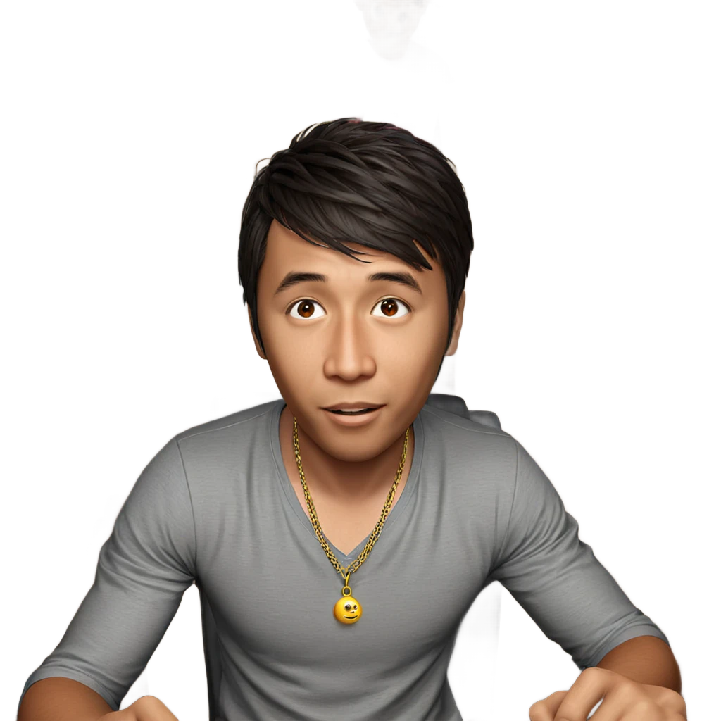 man in necklace staring ahead emoji