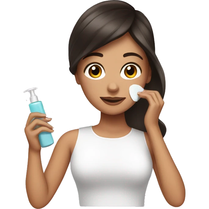 Brunette girl applying skincare  emoji