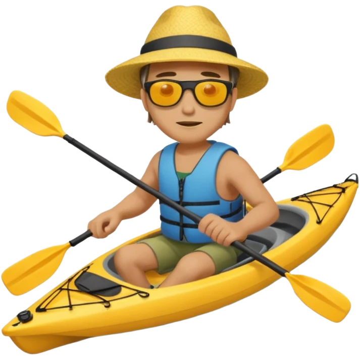 Yellow sea kayak with male paddler emoji