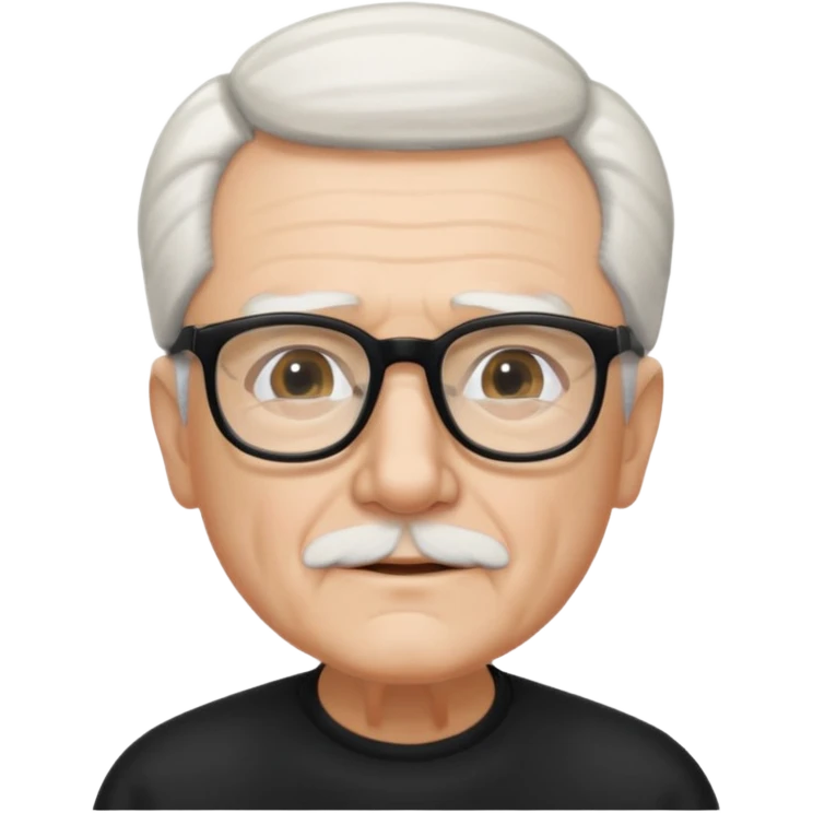 An elderly man with neatly combed white hair swept back and wears black rectangular glasses emoji