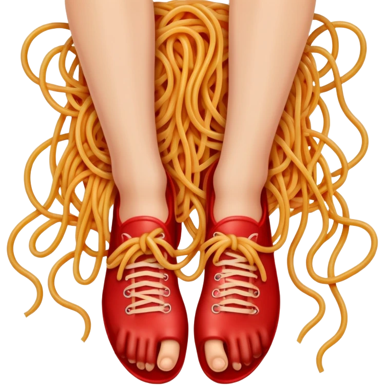 Feet with spaghetti  emoji