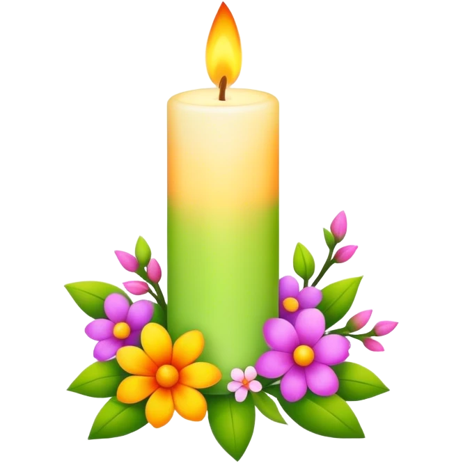 Spring candle with flowers  emoji