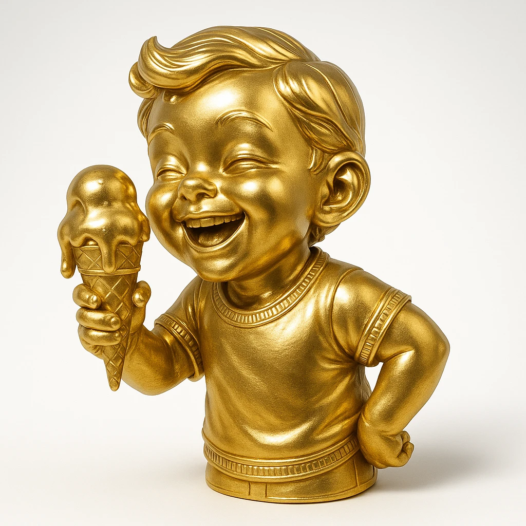 happy children with melting ice cream cones emoji