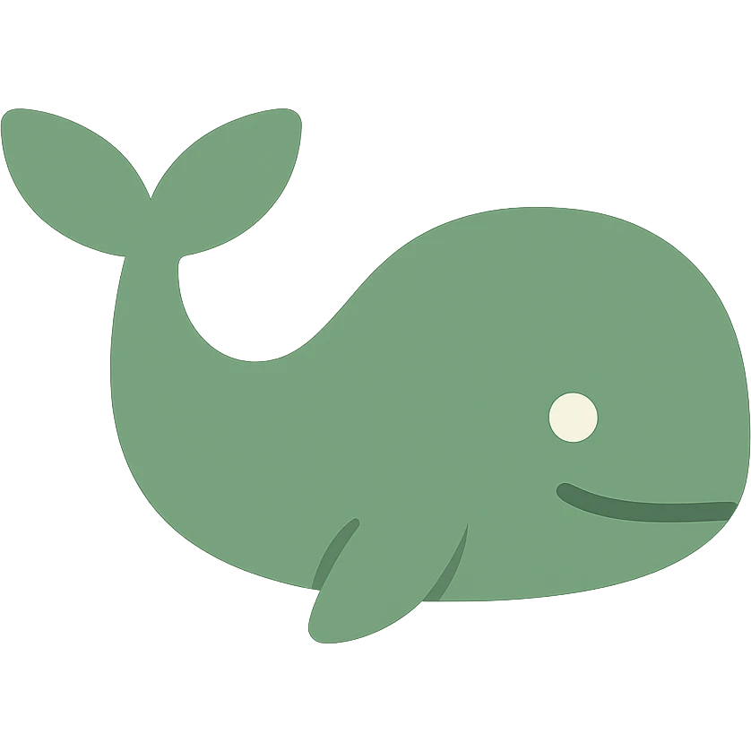 A dull green whale emoji