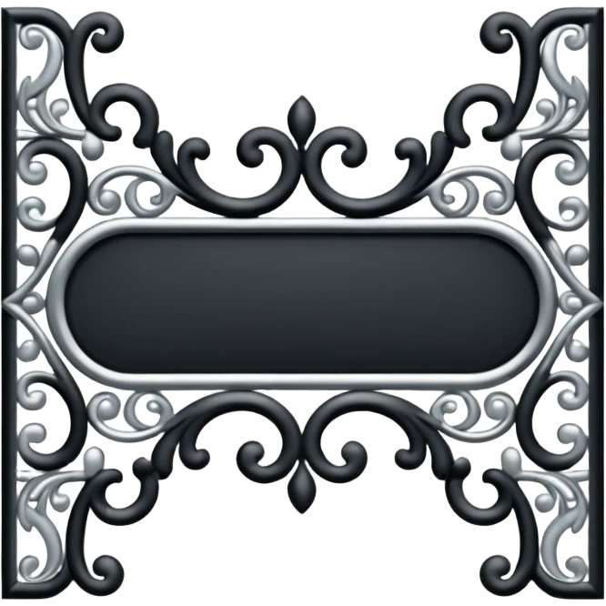 Black and silver filigree page divider, 3D, extremely detailed design emoji