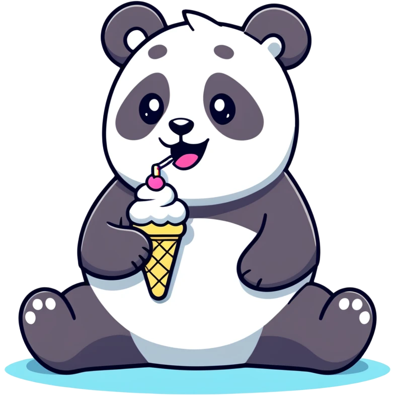 Panda eating ice cream emoji