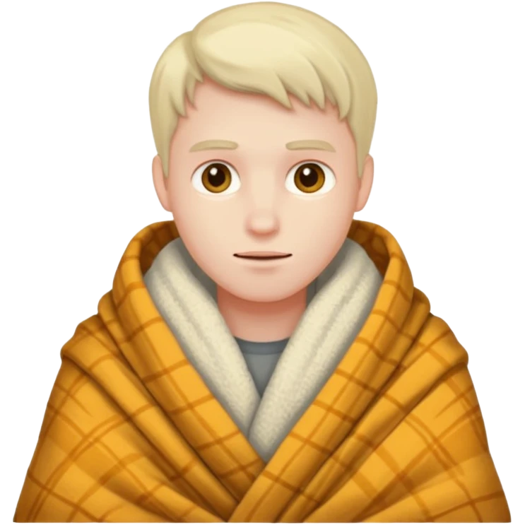 Man wrapped in blanket emoji