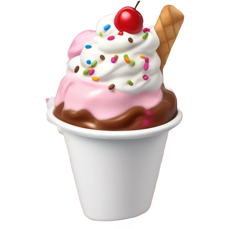 Pink ice cream sundae  emoji