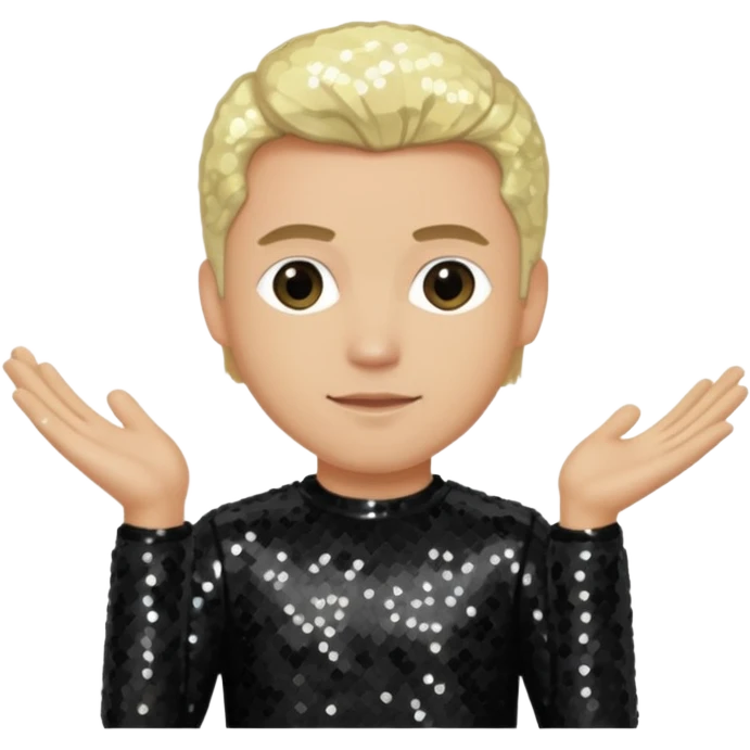 David Silveria from Korn with blonde hair, light skin, black sequin outfit emoji