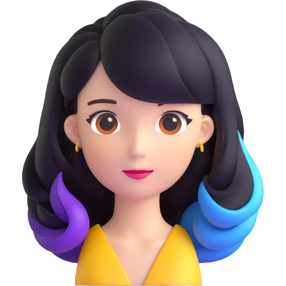 shiny 3D hairstyle with multiple colors emoji