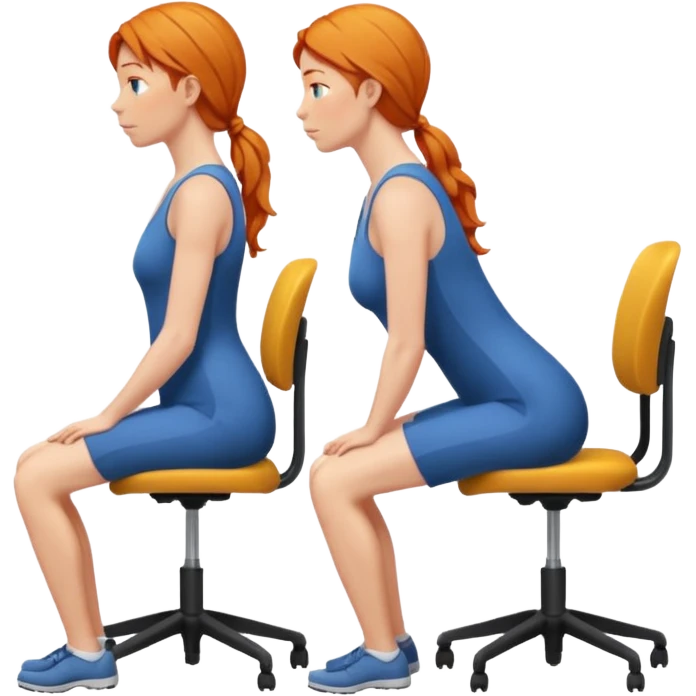 ginger woman with bad posture on chair from the side - even worse posture emoji