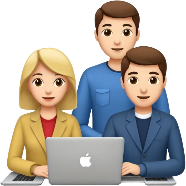 two people, woman and men using laptop emoji
