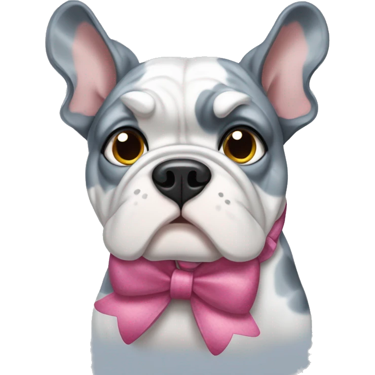 Blue Merle bulldog with bows emoji