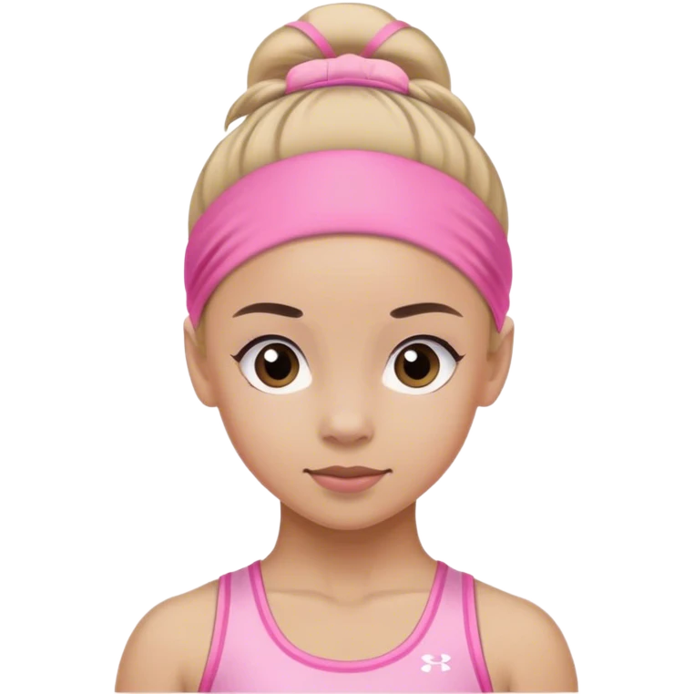 The face of a gymnast in a sports pink headband emoji