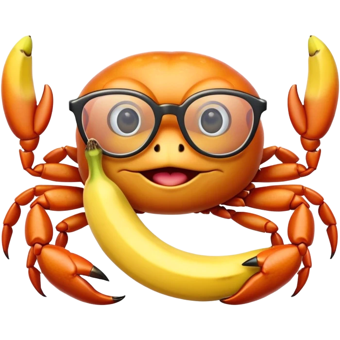 Crab with glasses on eating a banana  emoji