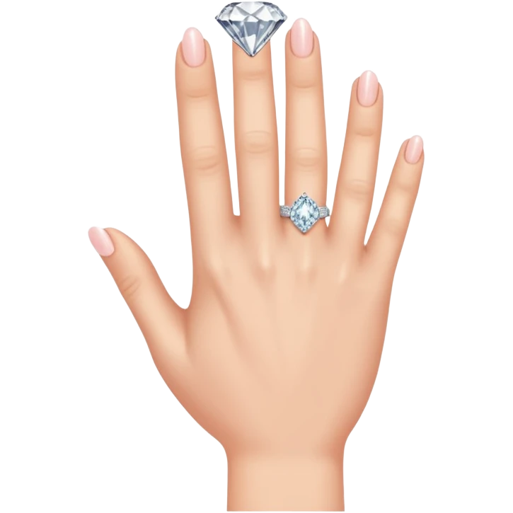 right hand with diamond ring on ring finger (second finger from the pinkie) emoji
