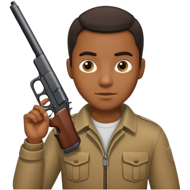 Black man holding Gun emoji