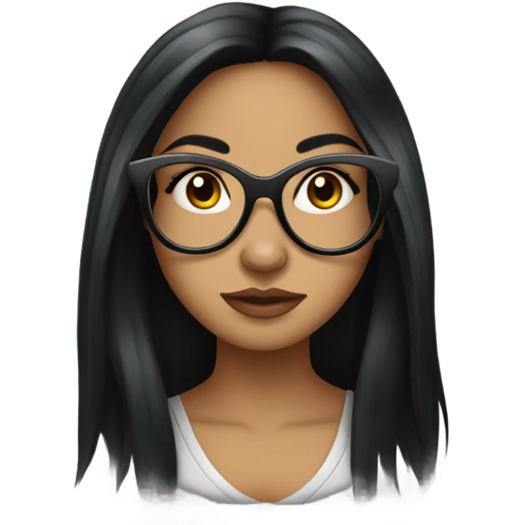 Female tattoo artist with long black hair and glasses emoji