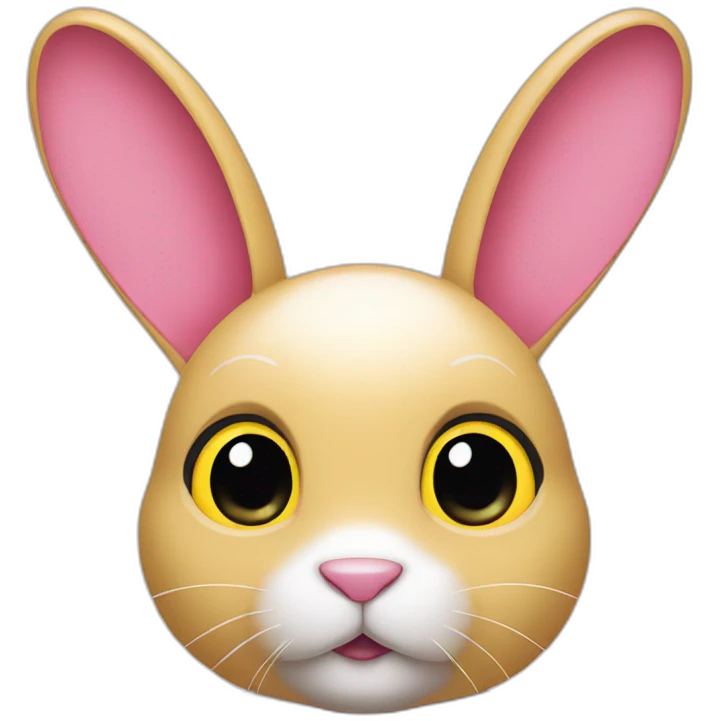 rabbit pink, pull ears, wears teeshirt yellow emoji