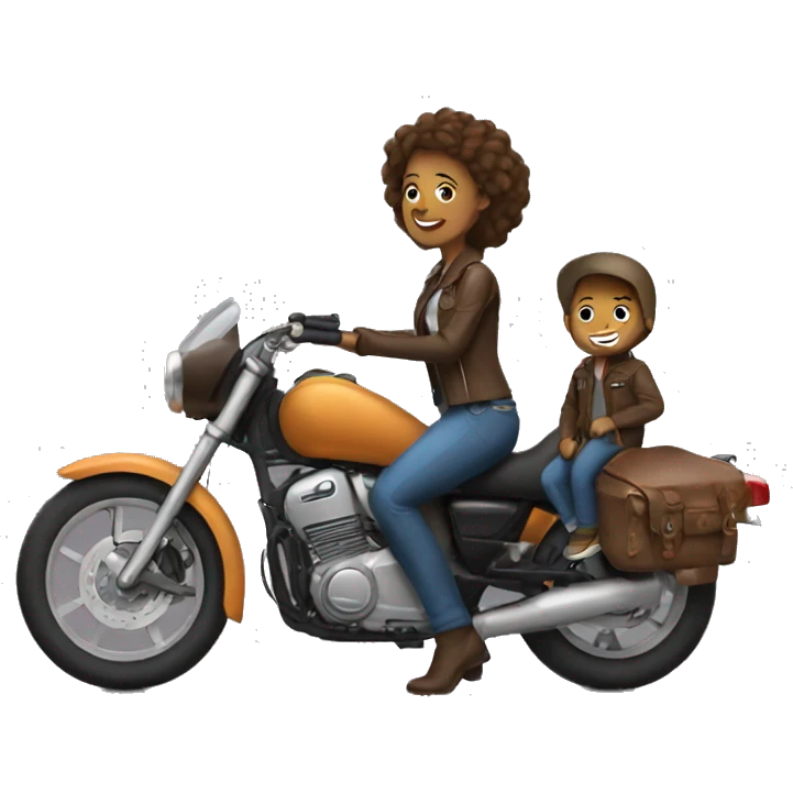 motorcycle mother and son emoji